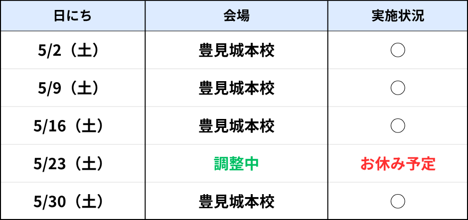 豊見城本校（土）AM5月