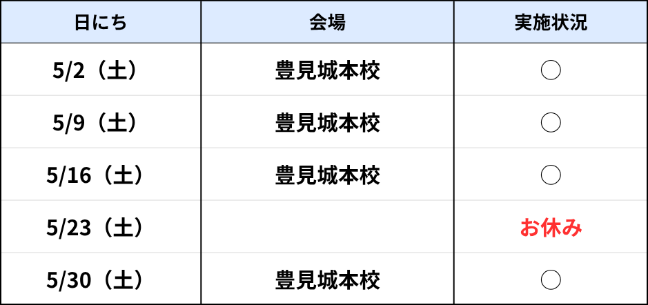豊見城本校（土）AM5月