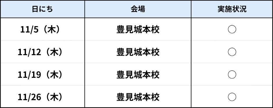 豊見城本校（木）11月